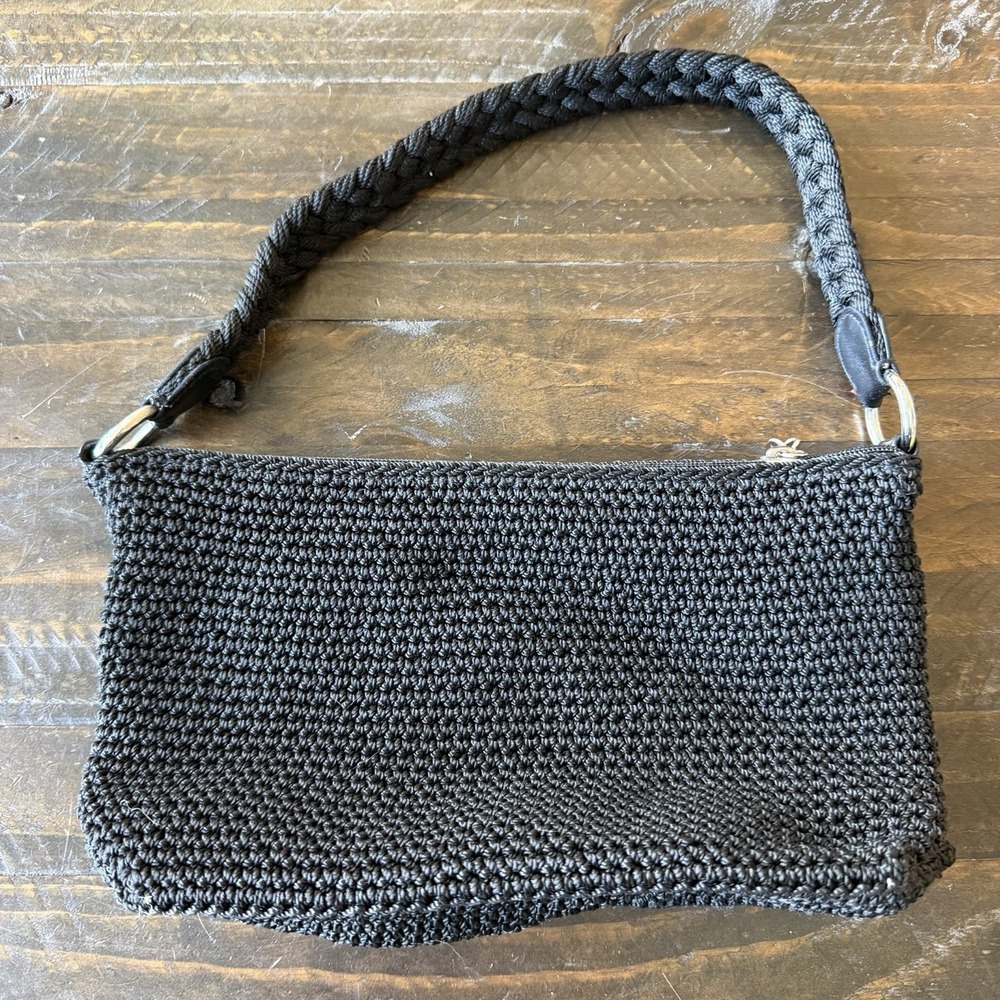 Lina Black Woven Rope Shoulder Bag Braided Strap Purse